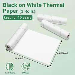 Phomemo-papel térmico blanco no adhesivo, 110mm, para impresora térmica portátil Phomemo M04S/M04AS