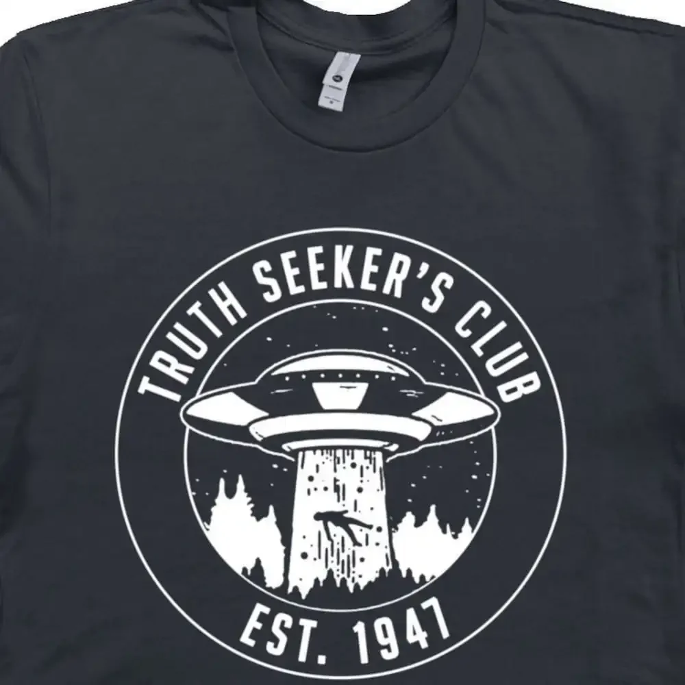 Ufo Truth Seekers T Shirt Cool Alien Area 51 Abduction Flying Saucer Beam X Files Roswell New Mexico