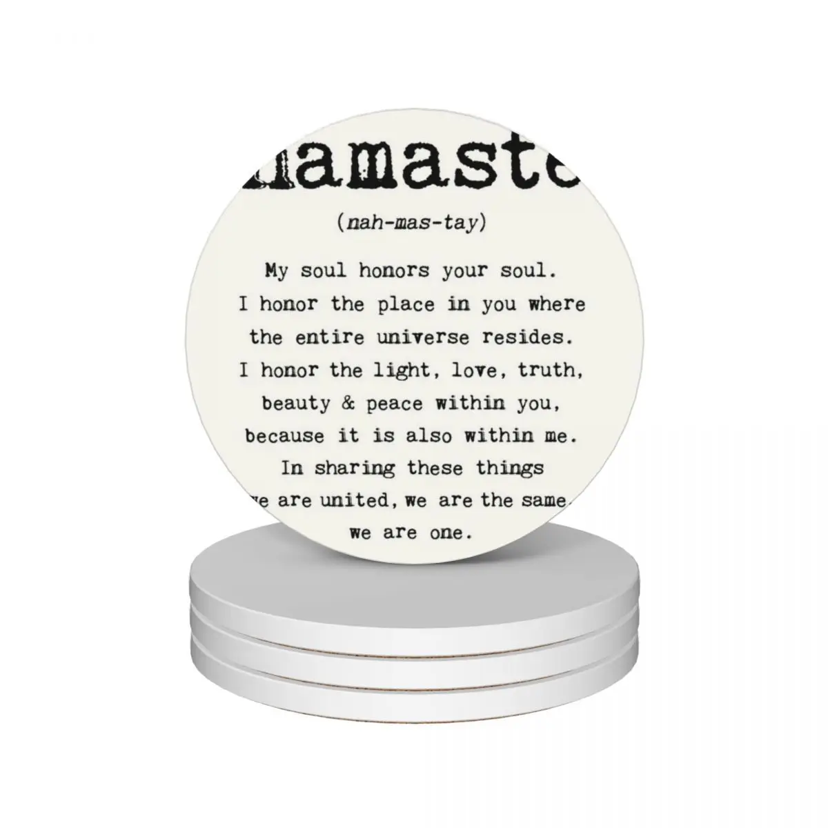 

Namaste. Ceramic Coasters (Set of 4) drinks plate for coffee cups set for drinks Coasters