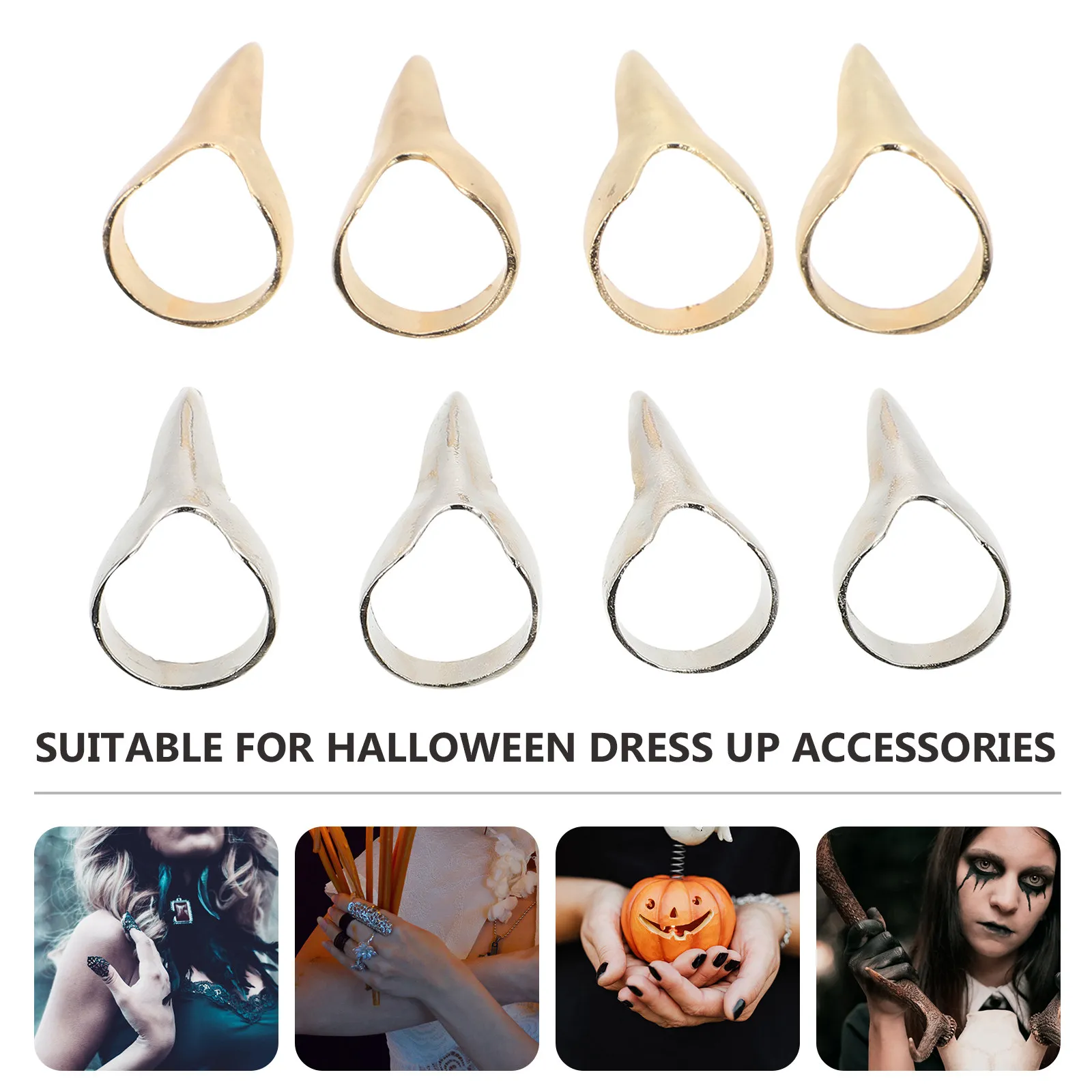 8Pcs Halloween Party Rings Alloy Festival Finger Rings for Adults Resistant Rust Proof Non Fading Lightweight Stylish