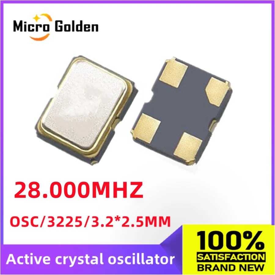 (5pcs) 28M 28MHZ 28.000MHZ 3225 SMD Active crystal oscillator 4PIN OSC 3.2*2.5mm Crystal Oscillator Clock Oscillators 28.000M