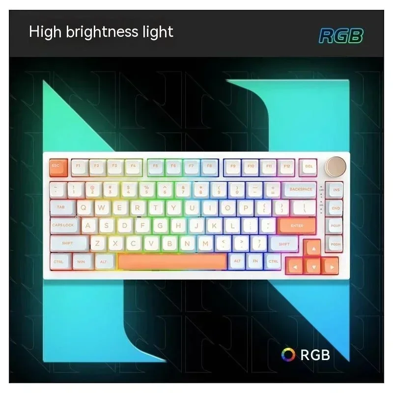 Imagem -04 - Teclado Mecânico Pro Vngn 75 sem Fio com Fio 82 Teclas Tomada Quente Rgb Bluetooth Modos Acessórios para pc Jogo