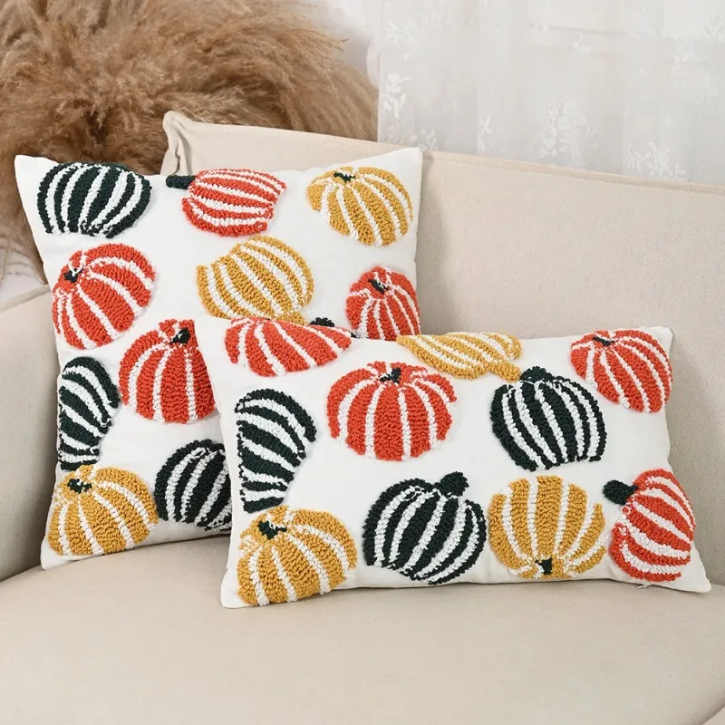 Mini Pumpkin Embroidered Pillow Protector 30x50 Halloween Autumn Pumpkin Decoration Pillowcase Decorative Sofa Cushion Covers