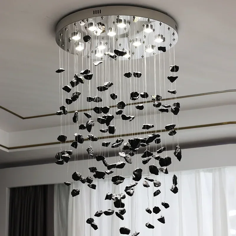 

Modern Black Stone Led Pendant Lights Living Room Chandeliers Lighting Home Decor Restaurant Bedroom Loft Hanging Lamp Luminaire