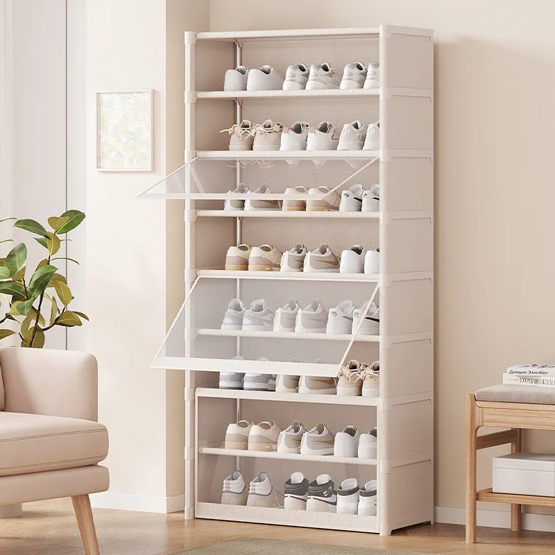 

Пылезащитный шкаф для обуви для съемного жилья, общежития, простой напольный многоярусный стеллаж для обуви, домашний органайзер для прихожей, вместительная полка для обуви