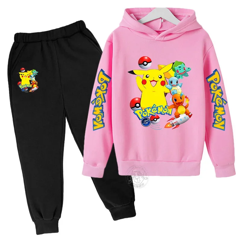 Jongens Pikachu Kinderen Lange Mouwen Outfits Kleding 3-14 Jaar Kindersets Baby Boy Casual Pokemon-Trainingspak Hoodie + Broek Sets