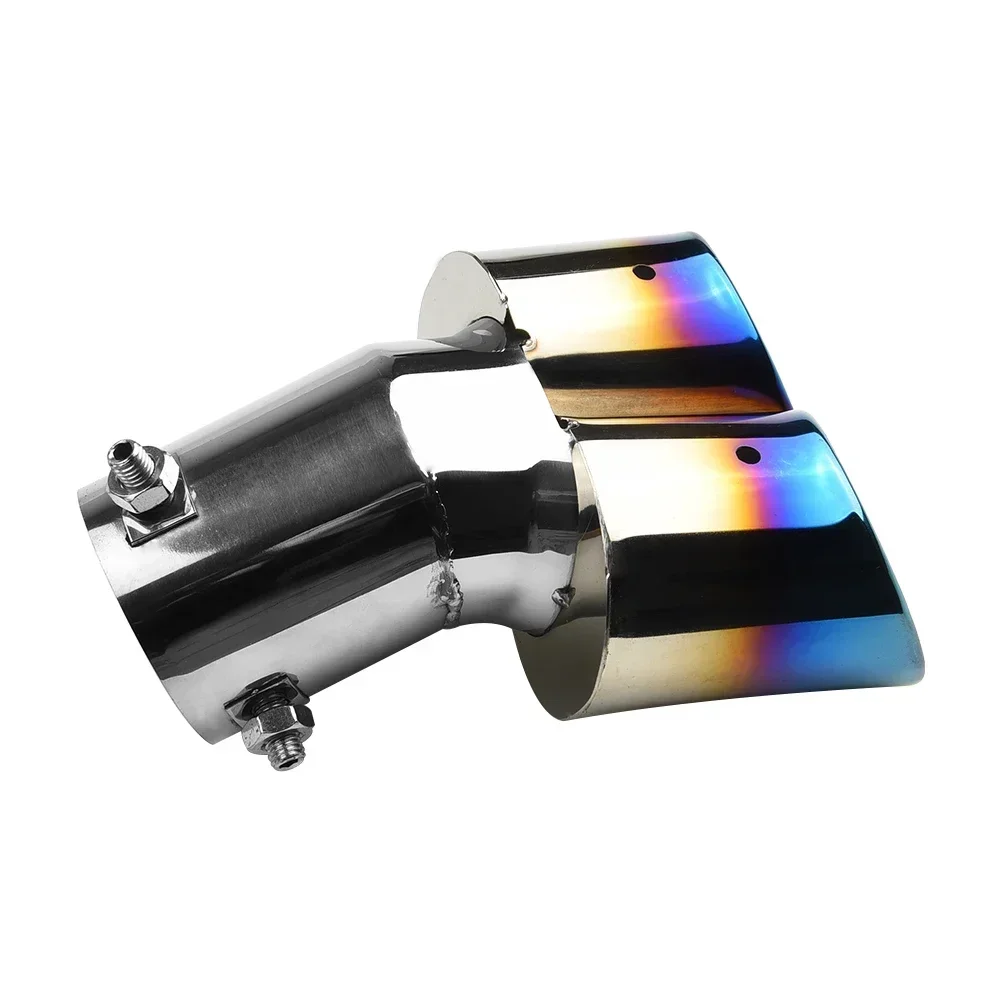 Blue Tailpipe Stainless Steel Car Rear Dual Exhaust Pipe Tail Muffler Tip Throat Useful Practical Popular Accessories Hot