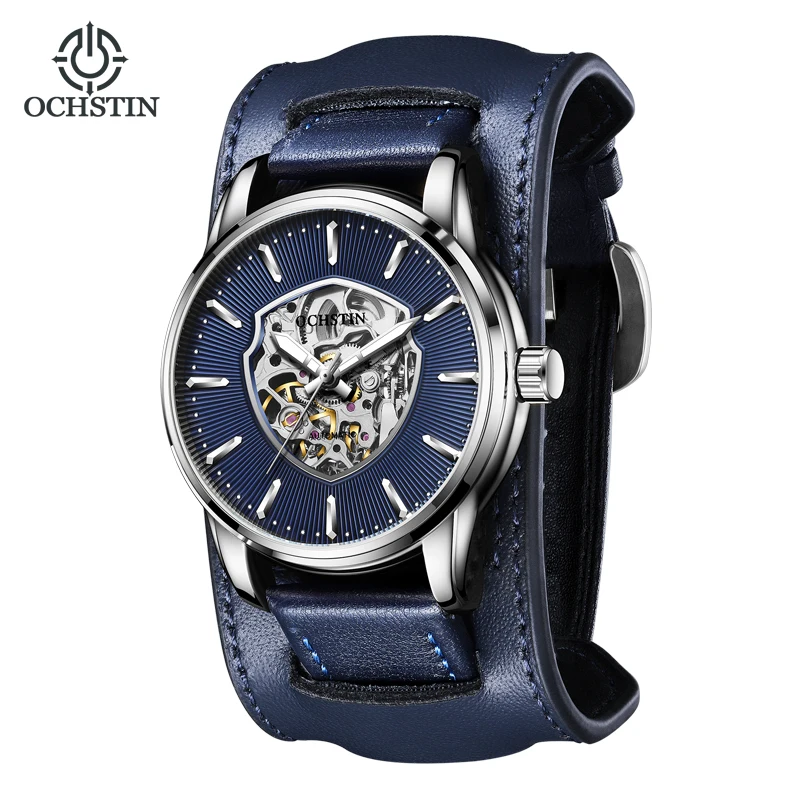 OCHSTIN Automatic Mechanical Men\'s Watch Waterproof Gold Transparent Hollow Hollow Men\'s Clock Automatic Self-Wind Wrist strap