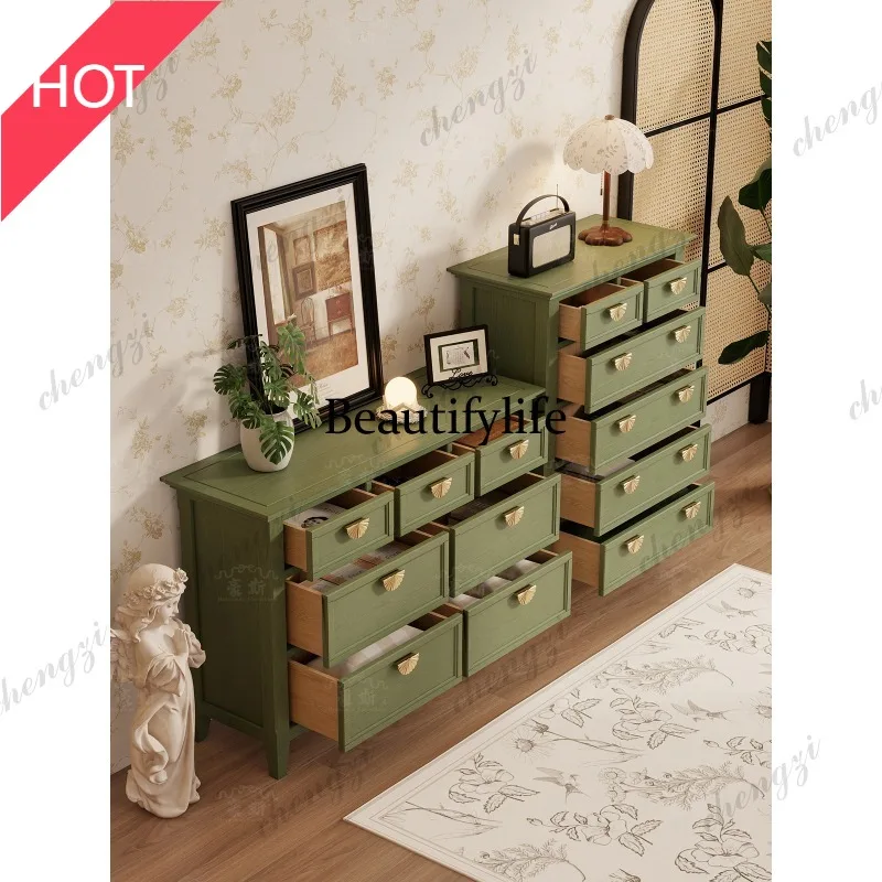 A45 French retro decorative bedside table, locker, integrated cream style bedroom, six or seven chest of drawers