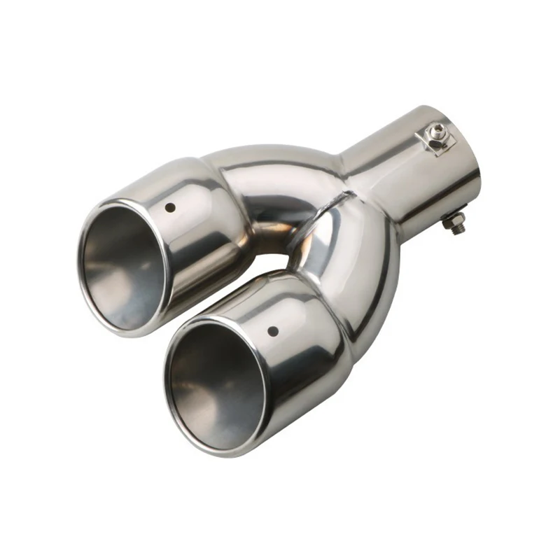 Universal 63mm Car Inlet Double-Barrel Rear Exhaust Tip Tail Pipe Muffler Black Titanium Outlet Stainless Steel Car Accessories