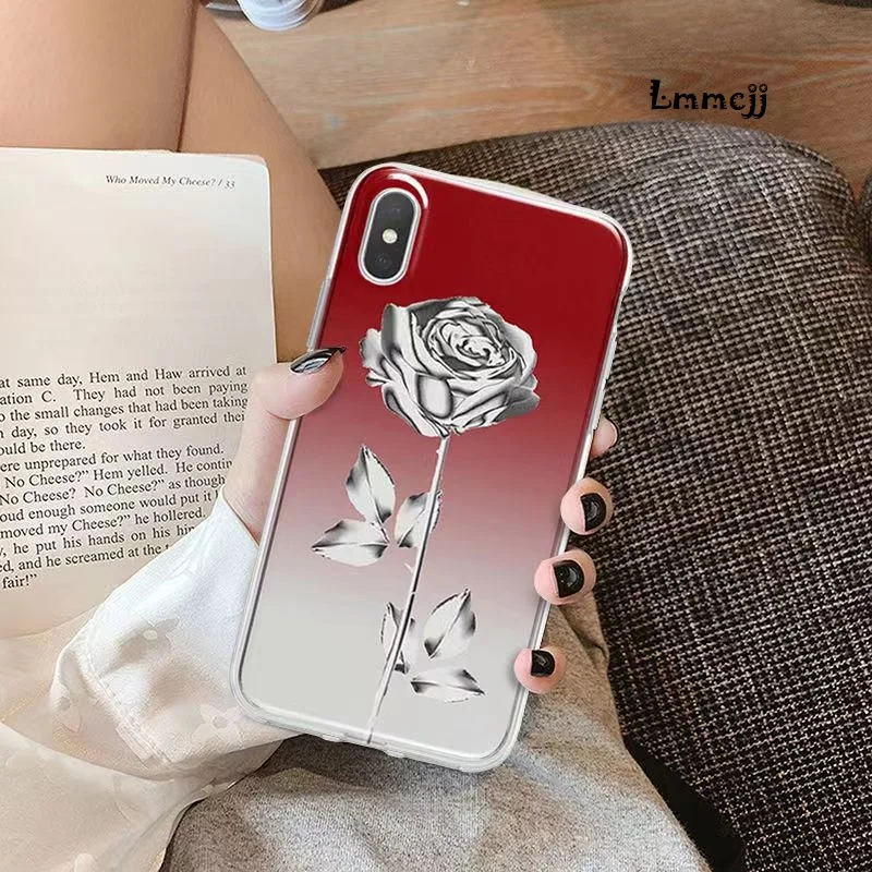 Lmmcjj Silver Rose Y2K Phone Case For Samsung Galaxy S22 S21 FE S23 Ultra A13 A22 A53 5G A51 A12 Note 20 Silicone iPhone Cover