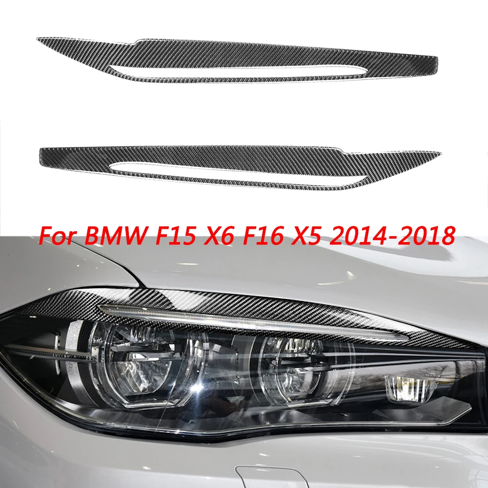 

2Pcs Carbon Fiber Headlight Eyebrow Eyelids Trim Decoration Stickers for BMW F15 X6 F16 X5 2014 2015 2016 2017 2018 Accessories