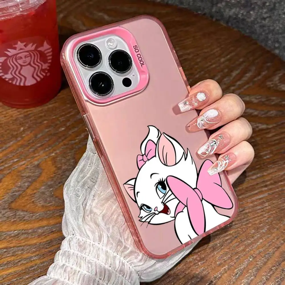 Cute Cartoon M-Marie-Cat Phone Case For IPhone 16 15 14 13 12 11 Pro Max Plus Color Shockproof Back Silver Cover