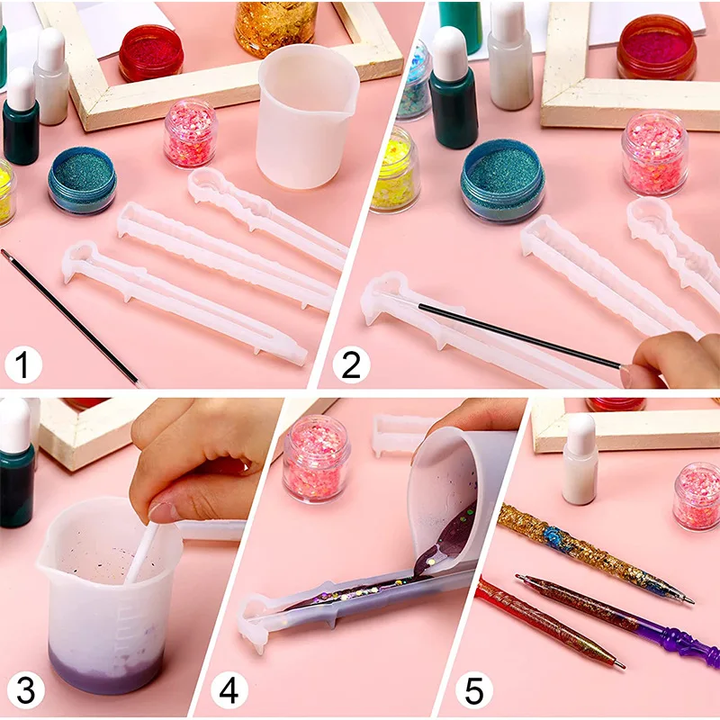 New Epoxy Resin Mold Magic Pen Cylindrical Transparent Silicone Mould DIY Ballpoint Pen Mold Epoxy Resin Molds For Jewelry