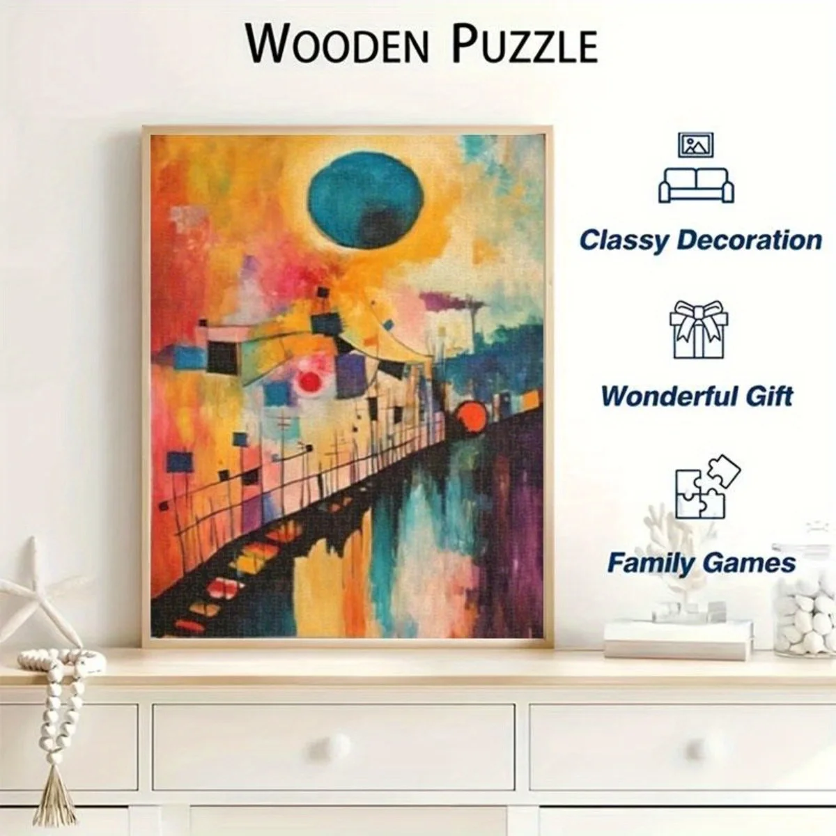 1000pcs Wassily Kandinsky Romantic Landscape Abstract Art Jigsaw Puzzle for Adults & Artists - Vibrant Colors, Frameless Desig