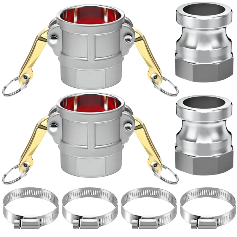 

SOFT-Camlock Фитинги Тип A&D Комплект фитингов для алюминиевых шлангов с канавкой, 2-дюймовый переходник с наружной резьбой, прокладка, хомуты для шлангов