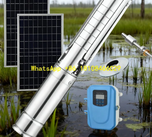 Bomba de agua sumergible de pozo profundo Solar de 180V CC para suministro de agua de construcción de gran altura, tasa de flujo de 11m3/h, profundidad de pozo/cabeza: 116 m