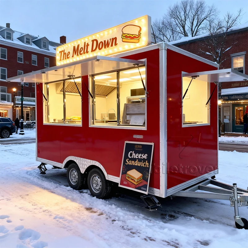 Wholesale Ice Cream Air Conditioned Food Truck Street Mobile Food Trailer Commercial Food Truck Trailer for Air Conditioner