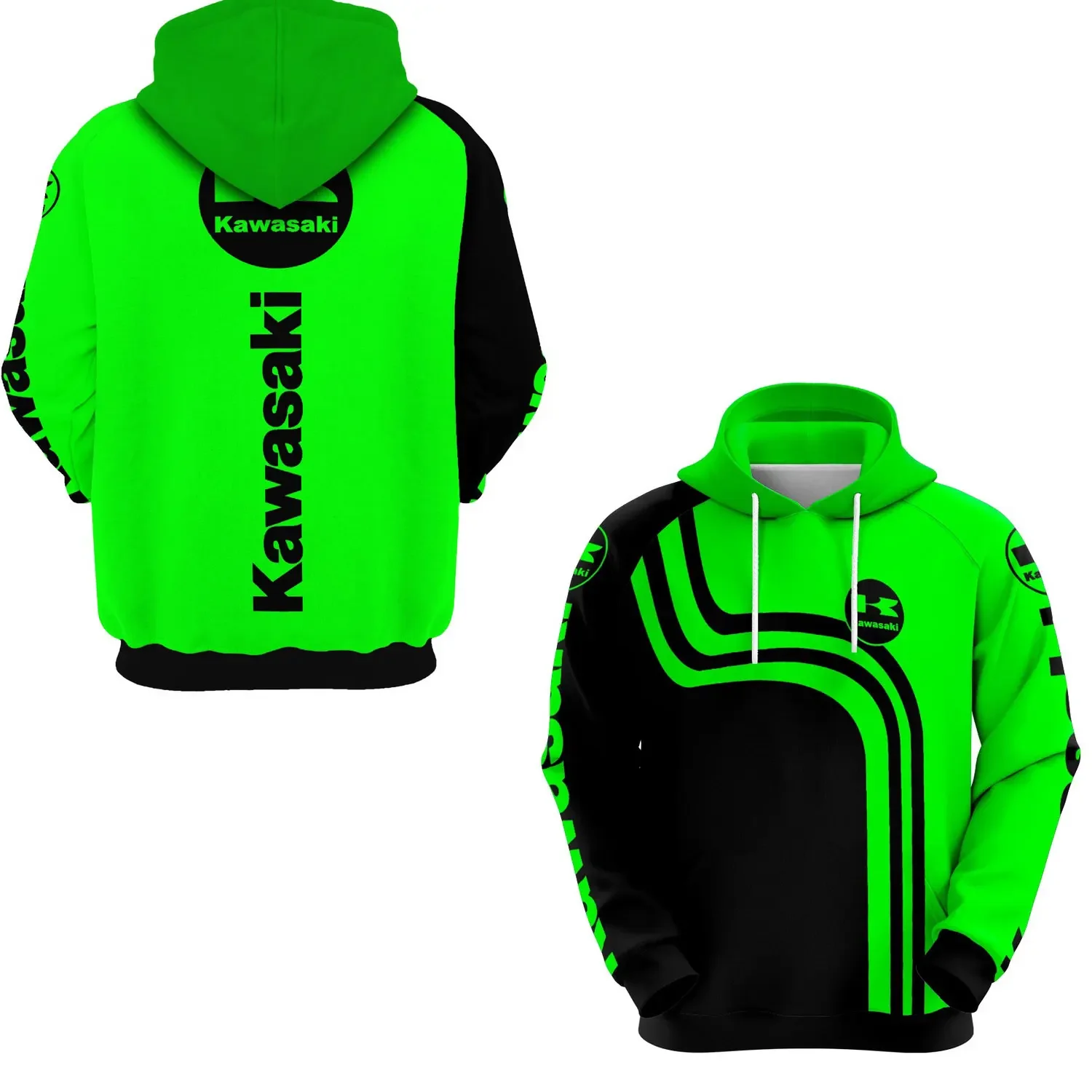 

Spring and Autumn Men's 3D Printing Kawasaki Moto GP Hoodie Women's and Children's Street Leisure Sports Pullover