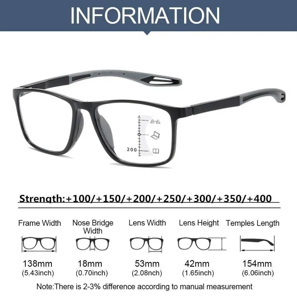 Blaulichtfilternde Anti-Blaulicht-Lesebrille Multifokaler Augenschutz Eckige Brillenfassung TR90 Ultraleicht – Detail 8