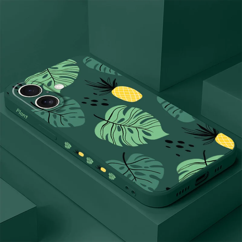 

Pineapple Leaves Phone Case For iPhone 16 16e 15 14 13 12 11 X XR XS Plus Pro Max Mini Silicone Cover