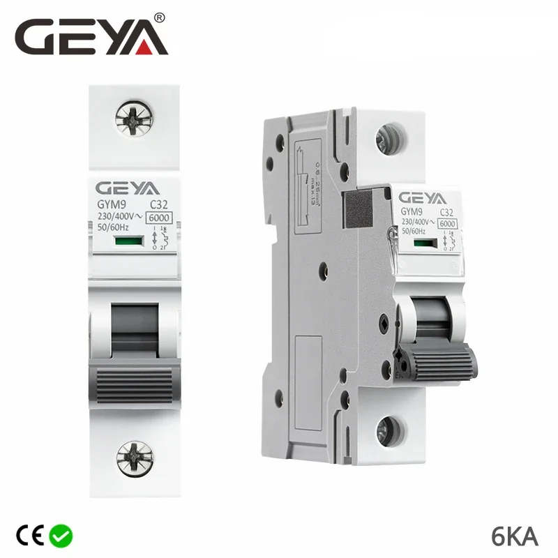 GEYA GYM9 1P MCB Din Rail 220V 400V Wyłącznik automatyczny 6A-63A Typ AC 6KA Zdolność wyłączania ON OFF Przełącznik