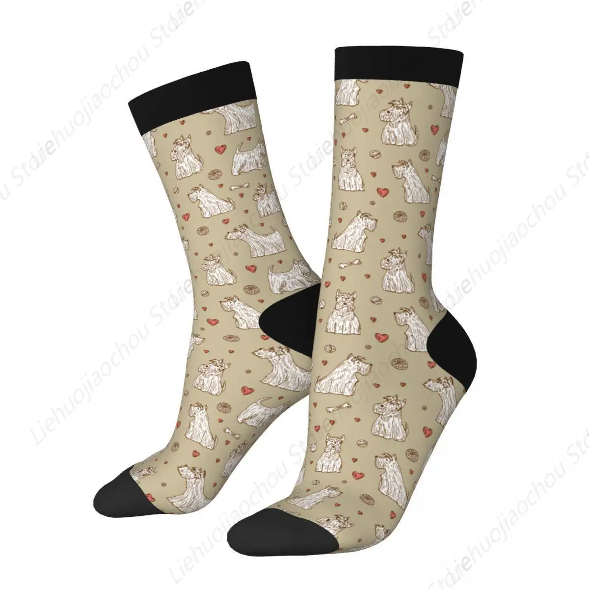 Scottish Terrier Socks Men Women Polyester Casual Animal Dog Socks Spring Summer Autumn Winter Middle Tube Socks Gift