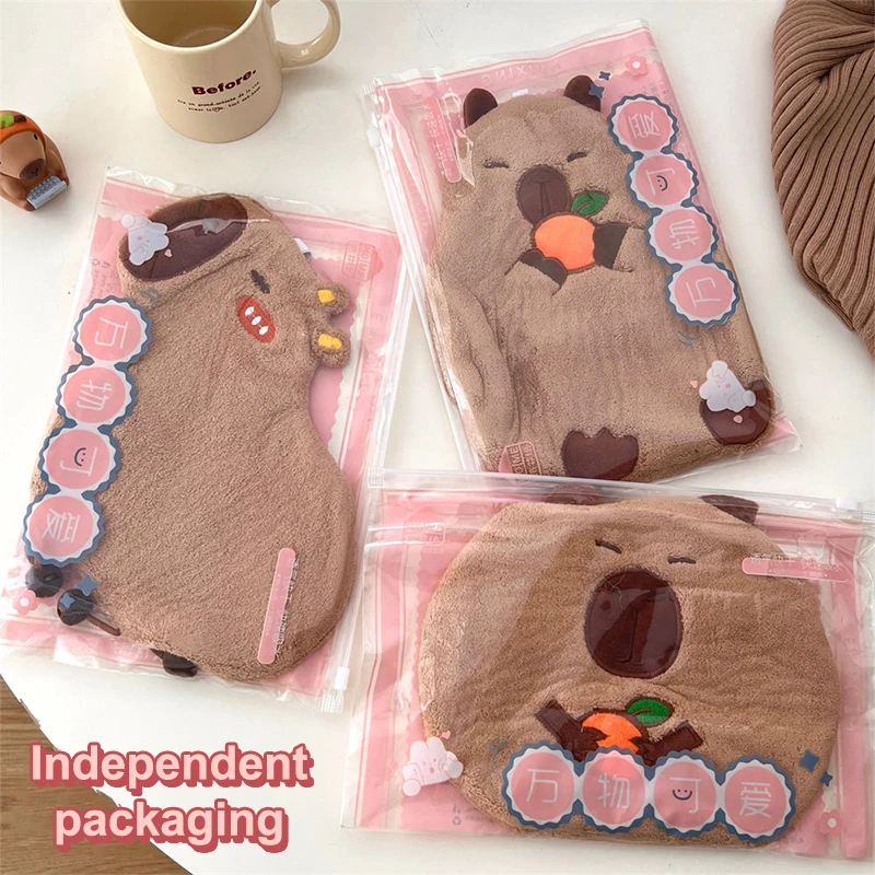 Hand Towel Cute Capybara Hanging Towel Kitchen Bathroom Face Washcloth Guinea Pig Coral Fleece Quick Drying Towel Home Textile