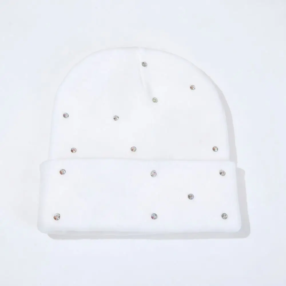 Cozy Knitted Beanie Cap For Women Warm Winter Hat With Shiny Snowflake Decor Elastic Soft Breathable Windproof Headwear