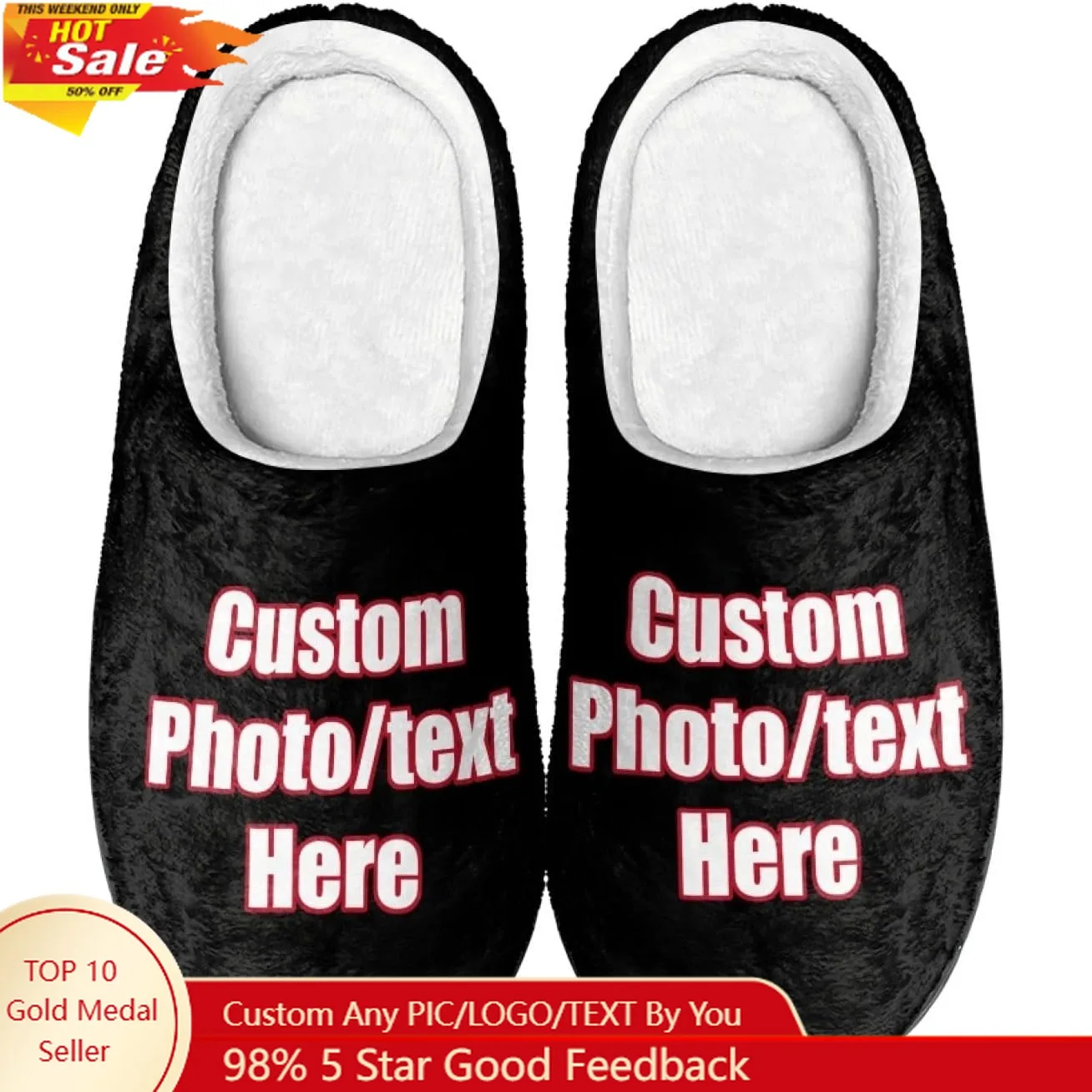 

Custom Plush Slippers Men Women Cotton Shoes Cozy Customized Design Your Photo Text Warm Slipper House Family Footwear Gifts