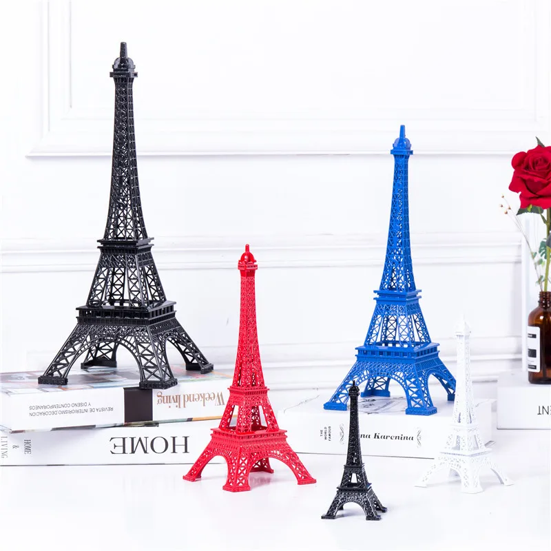 

25cm Multicolor Paris Eiffel Tower Figurine Statue Metal Crafts Vintage Model Miniatures DecorTone Travel Souvenirs Decorations