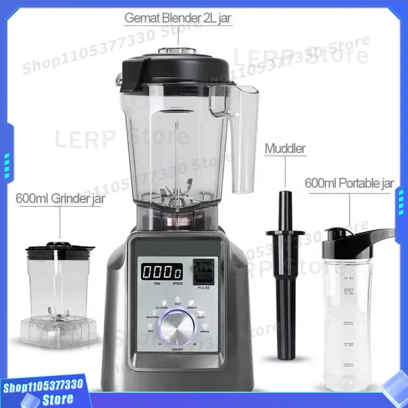 2000W Heavy Duty Commercial Blender High Performance Automatic Fruit Smoothie Machine for Professional Kitchen Use Powerful