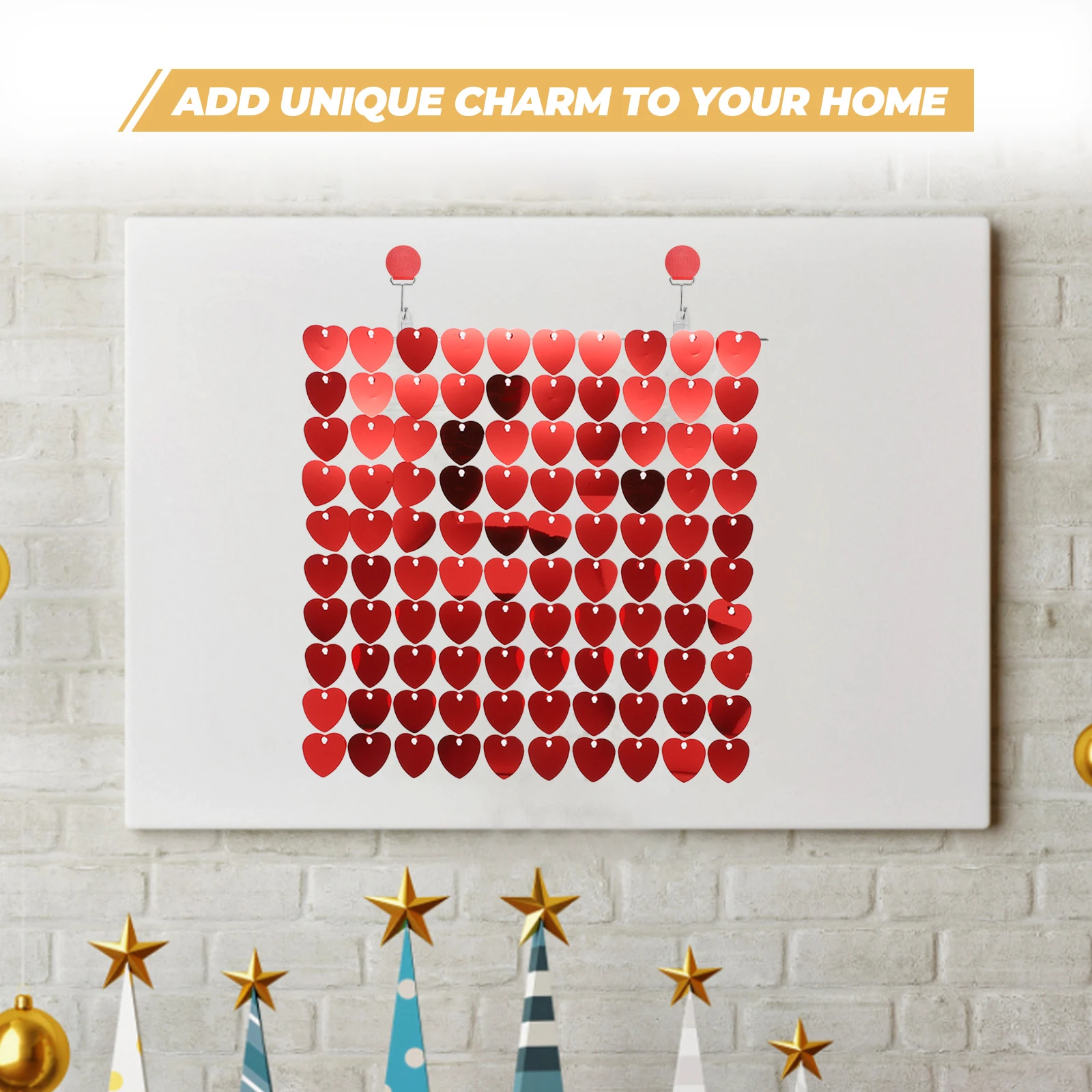 

Valentine's Day Heart Ornaments Sequin Wall Backdrop Party Hanging Pendants Disco Background Panel Decorative Supplies