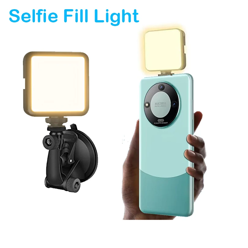 Cell Phone Fill Light, LED Rechargeable Selfie Light Suction Cup,3 Light Modes Camera Light 10-Level Brightness for Phone/Laptop