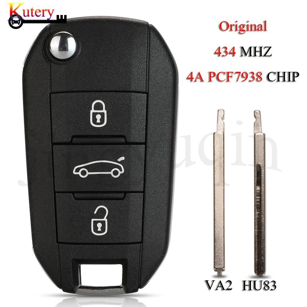 

jingyuqin Original Factory Remote Smart Car Key For Citroen C4 C4L C-Elysee Aircross C5 C6 434Mhz 4A PCF7938 Chip Keyless Go