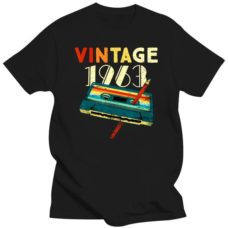 Vintage 1963 Music Cassette 60th Birthday Gifts 60 Years Old T Shirt Summer Style Graphic Cotton Streetwear Short Sleeve T-shirt