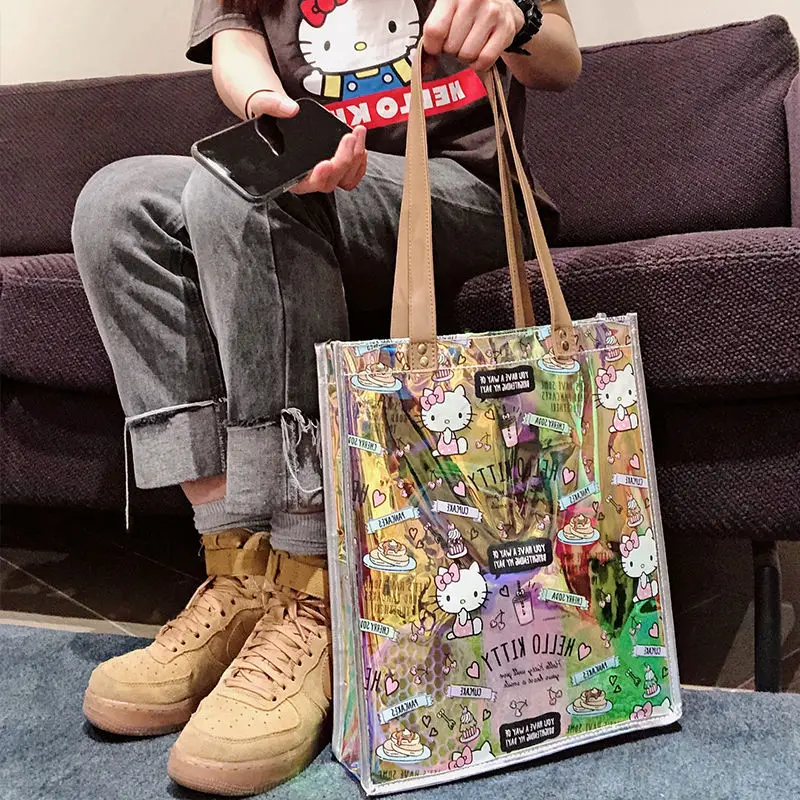

MINISO Bag HelloKitty Periphery Fashion Trend Personality Colorful Laser Bag Cartoon Delicate Versatile Cute Single Shoulder Bag