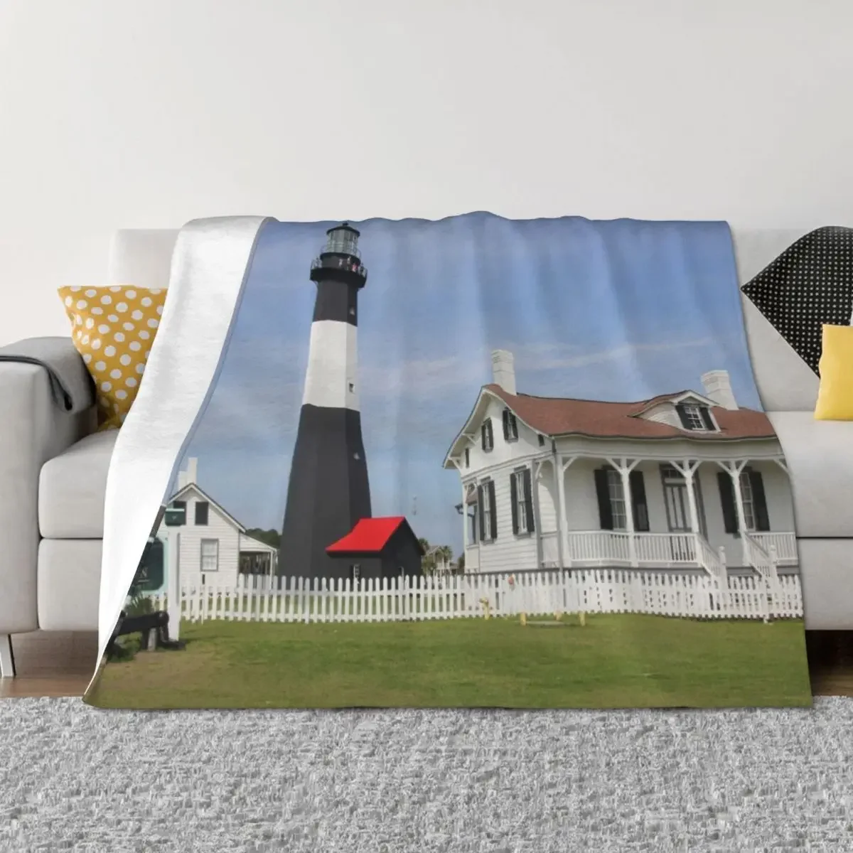 Tybee Island Lighthouse رمي بطانية الفانيلا بطانيات للسرير بطانيات كبيرة ناعمة مزخرفة #2
