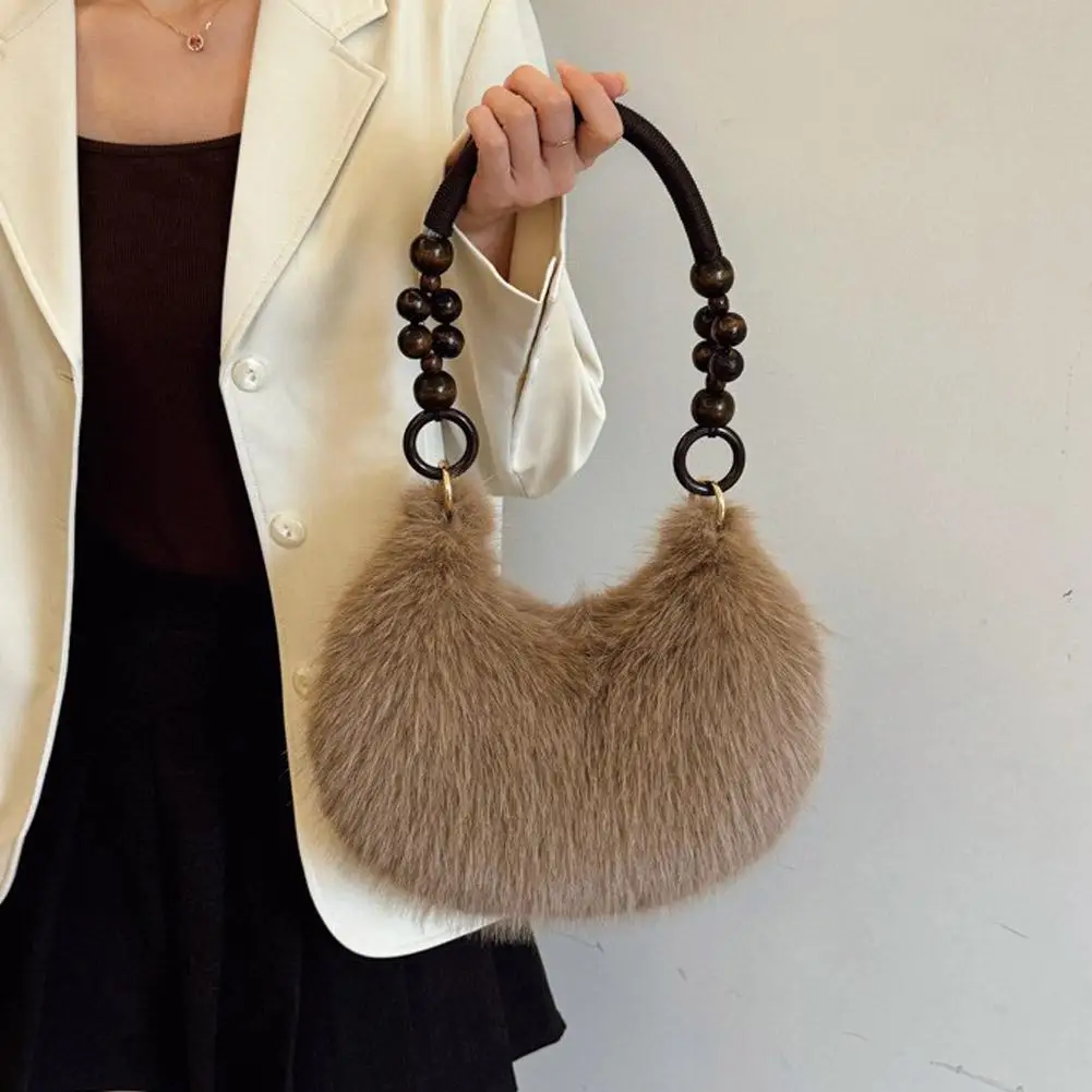 

Плюшевая сумка-тоут из искусственного меха для женщин, зимняя сумка на плечо, повседневные пушистые сумки через плечо, модная сумка с цепочкой для девочек, мягкий кошелек