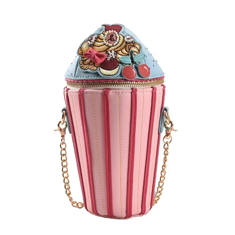 Mini Cute Shoulder Bag Women Creative Cupcake Funny Bags Summer Sweet Girls Gift Fashion Personality Design Chain Messenger Bag