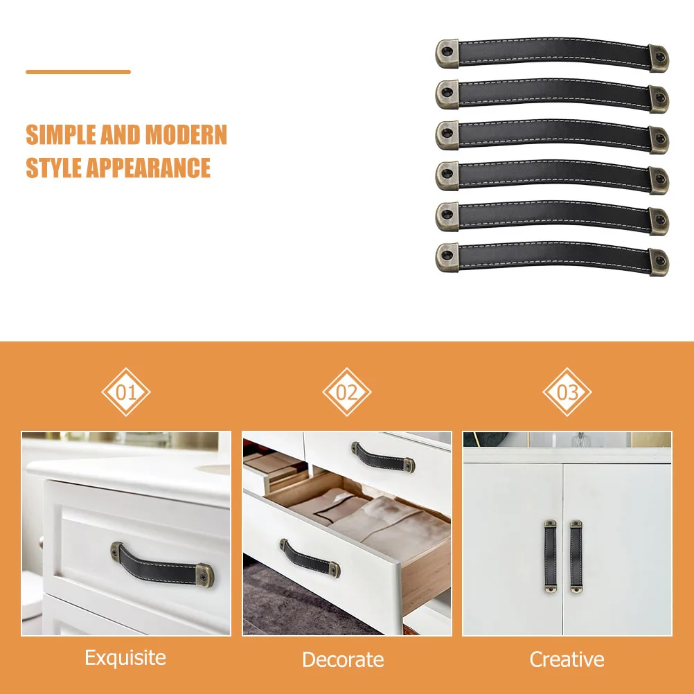 

6pcs Handles Drawer Pulls Copper Cabinet Handles for Wardrobe Dresser Wardrobe Pulls Furniture 160mm Black