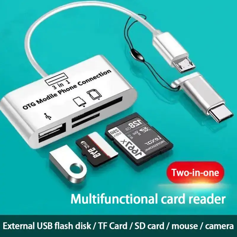 1PCS Multi-function 3 In 1 Card Reader TF/SD/U Disk/mobile Phone TF/SD/U disk/mobile Phone Camera Type-C Expansion Card Reader