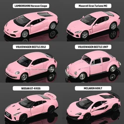 1:36 Mercedes Benz, Volkswagen, Martha, Nissan Pink Alloy Car Model Toy Casting Series Collection Jewelry Gift Christmas Gift