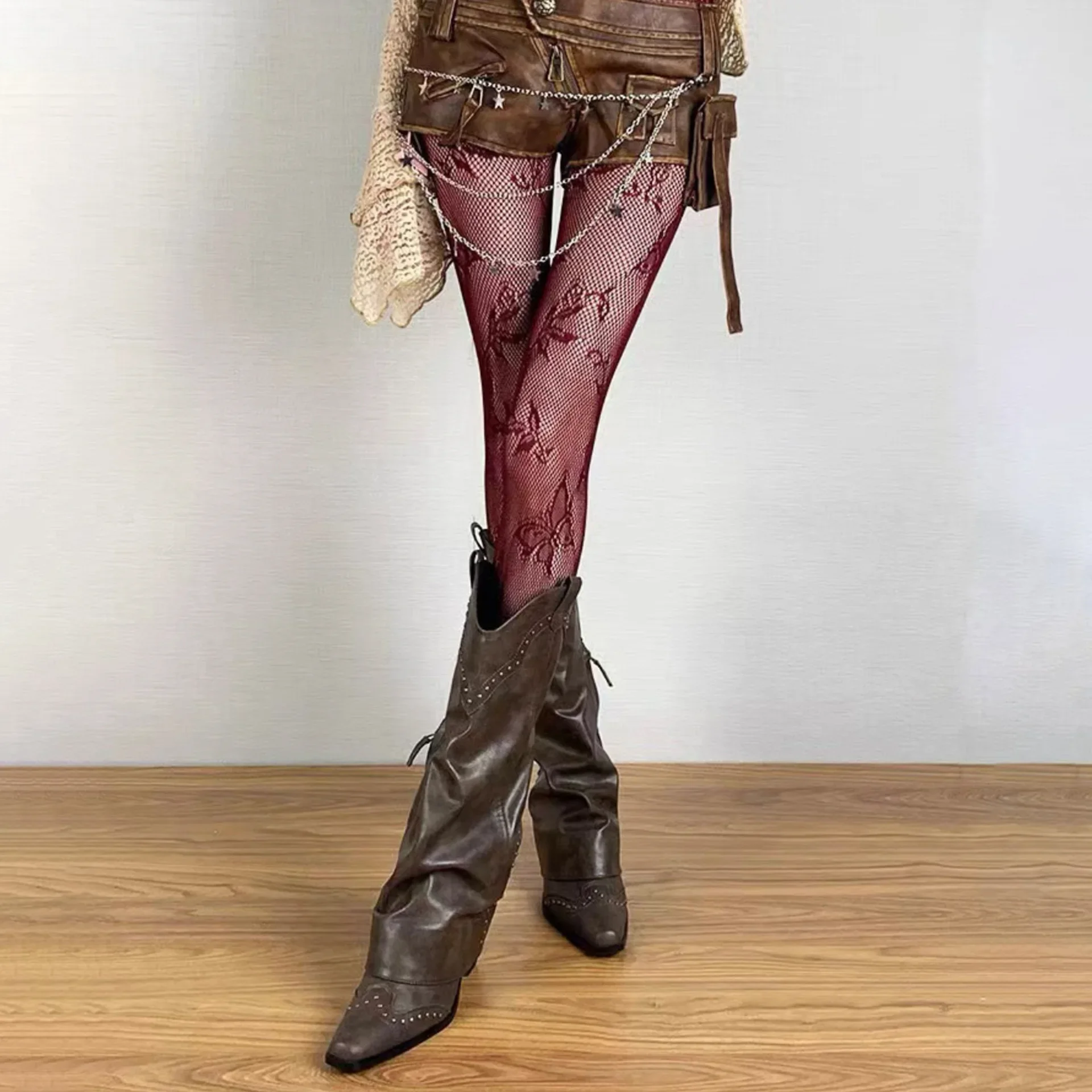 المرأة مثير زهرة التطريز شبكة الجوف خارج جوارب الحرير JK شبكة السمك الجوارب كول الفتيات الملونة محب Harajuku جوارب طويلة #2