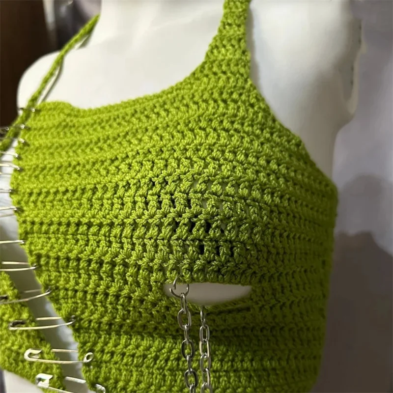 New Summer Fashion Sleeveless Slim Camisole Contrast Color Women Knitted Sling Sexy knit vest suspenders beach sea party costume