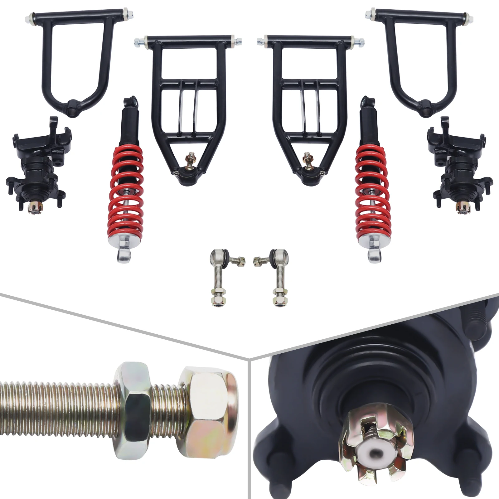 Kit de braço oscilante de suspensão dianteira para ATV/Go-Kart - conjunto de braço oscilante superior e inferior com amortecedor, substituição direta