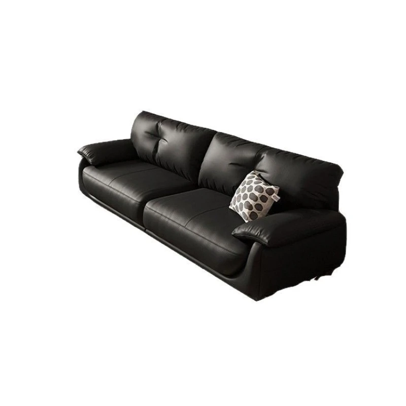 

Italian simple small apartment modern light luxury rental house living room furniture straight row three-person leather art sofa