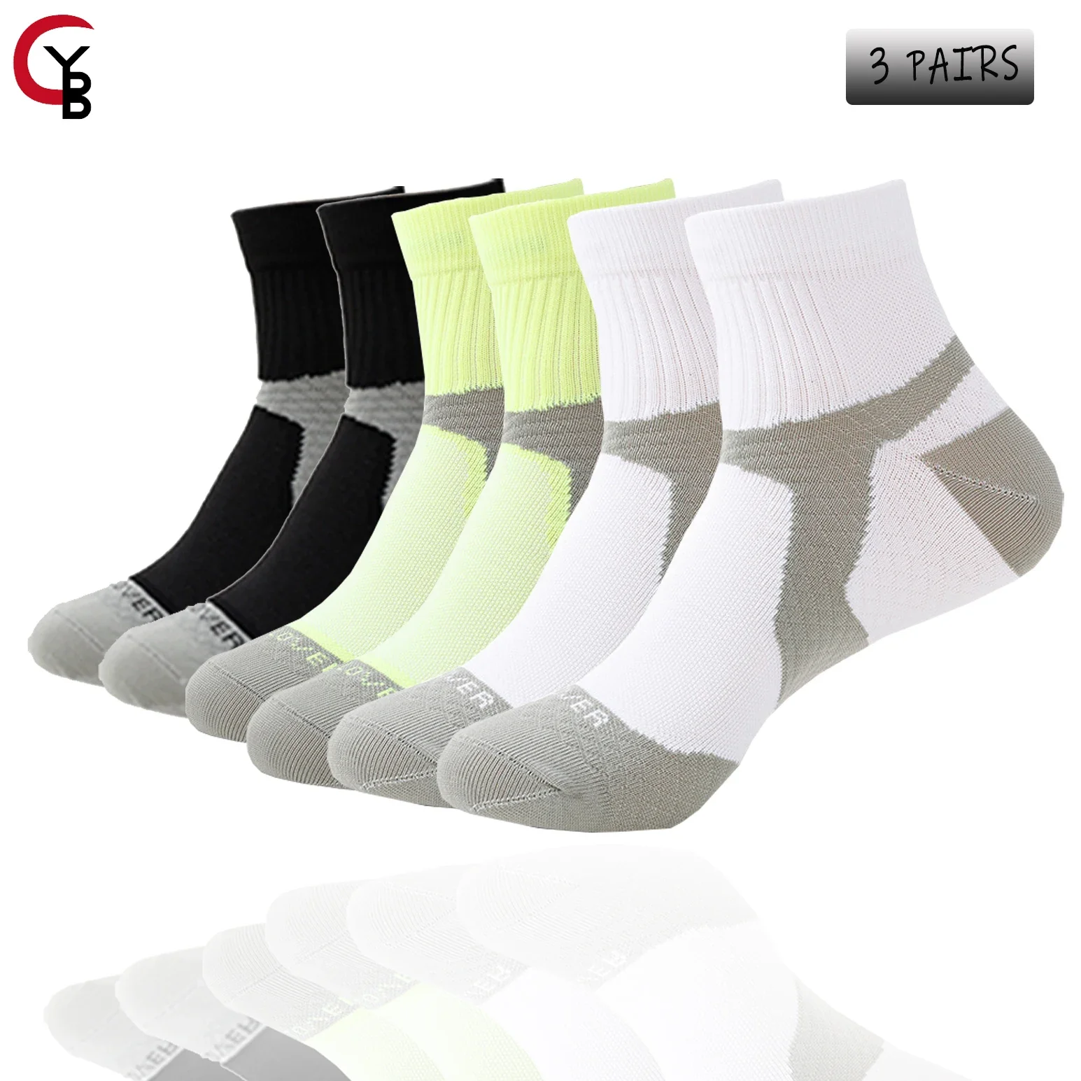 Compression Socks for Women & Men Circulation 3 Pairs Arch Ankle Support 15-20 mmHg Best for Running Cycling