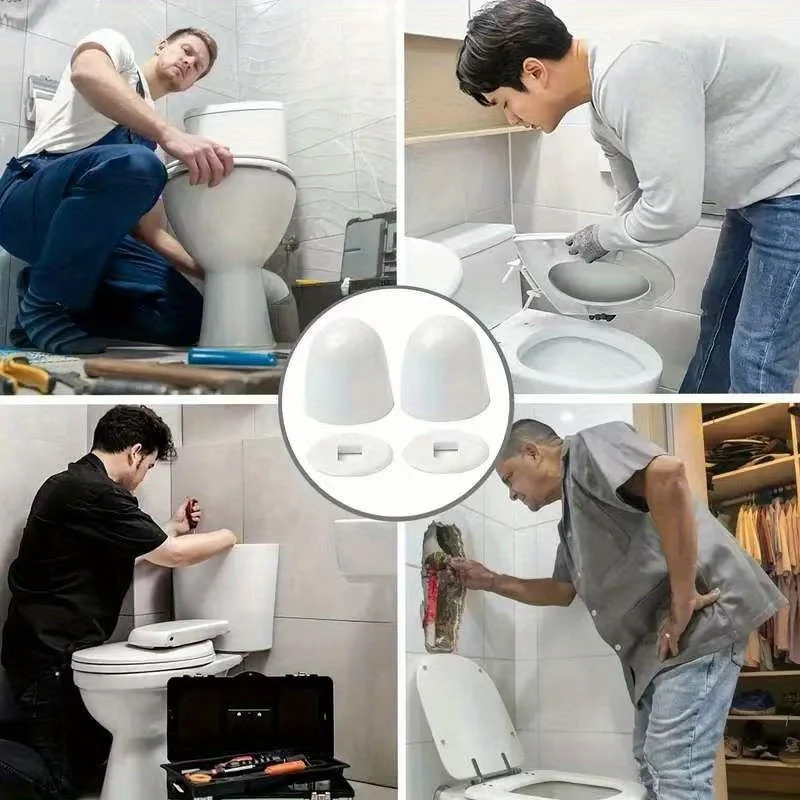 6 قطع من أغطية براغي غطاء المرحاض، أغطية زخرفية بلاستيكية بيضاء لإكسسوارات الحمام، سهلة التركيب، لمسة نهائية بيضاء أنيقة