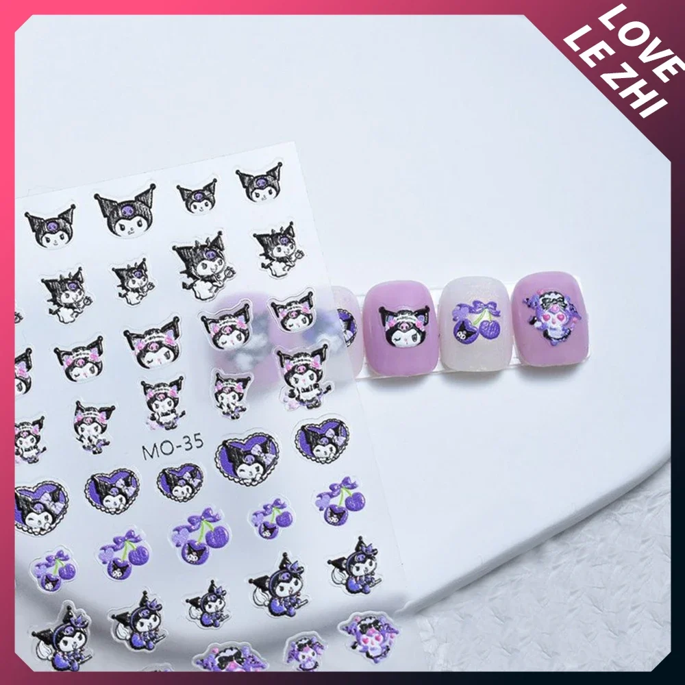 Kawaii Sanrio Nail Art Stickers Hellokitty Cinnamoroll Mymelody Kuromi Pochacco Long-Lasting Cartoon Cute Stickers Decoration